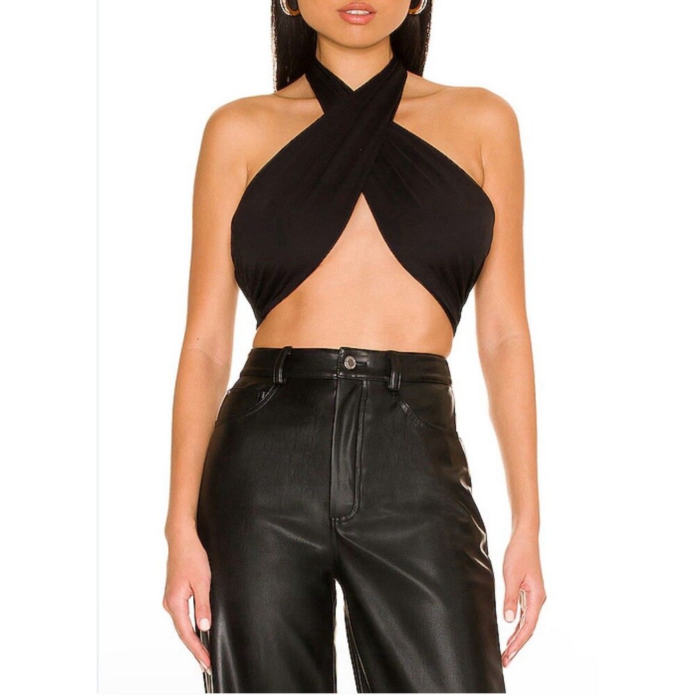 By Dylan Bandeau Trinity Wrap Top Womens S Black Strapless‎ Beach Party Casual